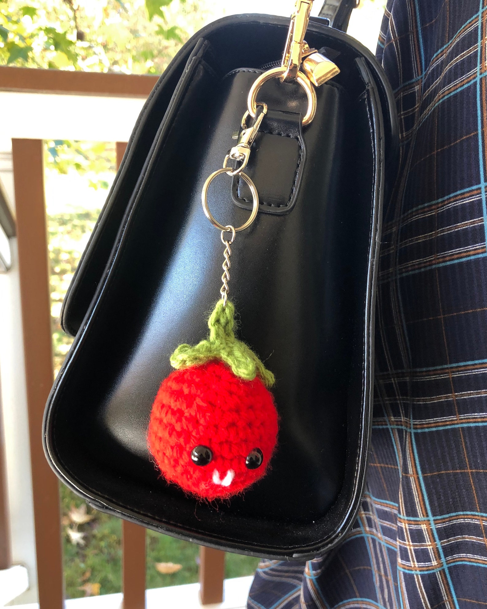 Tomato Handmade Crochet Keychain Red Green Cute Vegetable Etsy