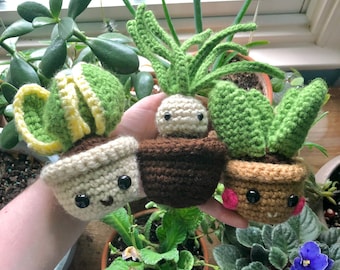 Aloe Snake Plant and Ponytail Palm Amigurumi Crochet PDF Pattern Bundle | Potted Succulent Plant Plush Stuffed Soft Instructions Tutorial