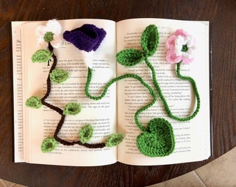 Dogwood Morning Glory and Lotus Crochet Flower Bookmark Pattern Bundle | Flower Bookmark Cute Simple Beginner Spring and Summer Crochet Set