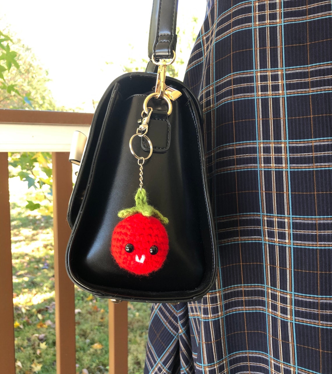 Tomato Handmade Crochet Keychain Red Green Cute Vegetable Etsy