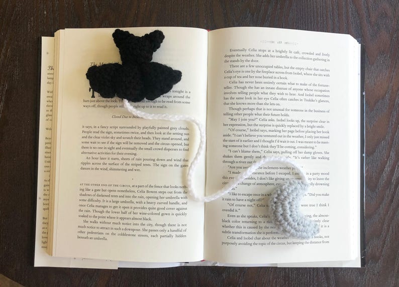 Bat and Crescent Moon Crochet Bookmark Halloween PDF Pattern - Etsy