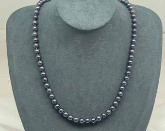 Hot Sale Natural 18''9-10 Mm Tahitian Black Blue  Pearl Necklace 14k