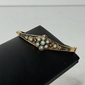 14k Yellow Gold Opal Bangle Bracelet