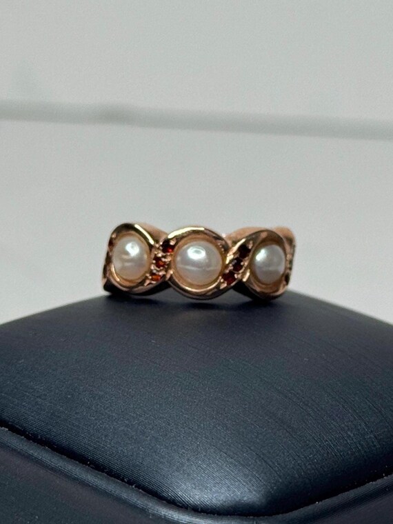 14k Rose Gold Ruby & Pearl Ring