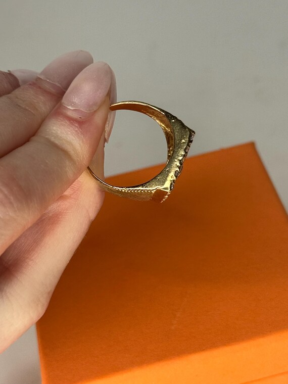 10k Yellow Gold Nugget Cubic Zirconia Ring - image 6