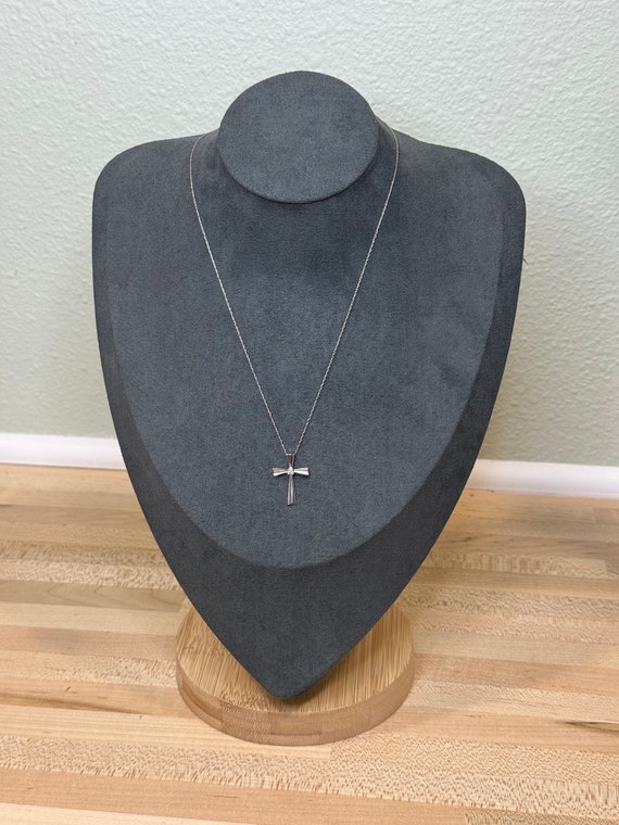 10k White Gold Cross Necklace