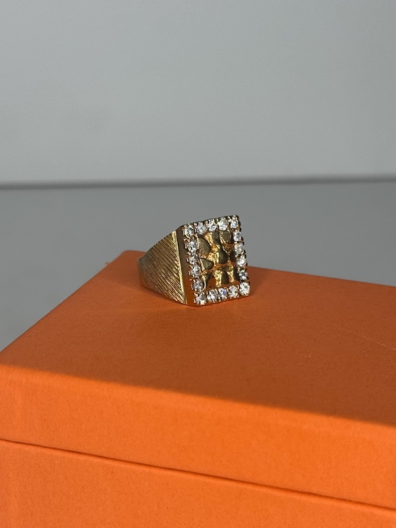 10k Yellow Gold Nugget Cubic Zirconia Ring - image 1