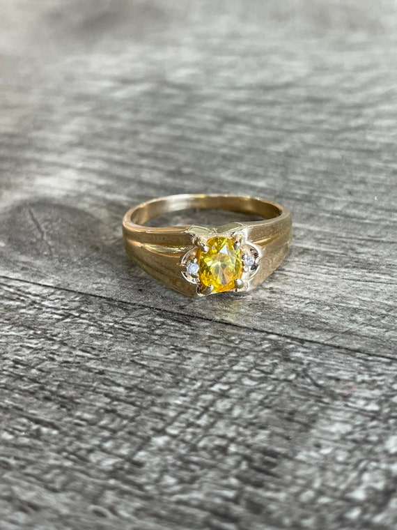14k Yellow Gold with Yellow Oval CZ Ring - image 1
