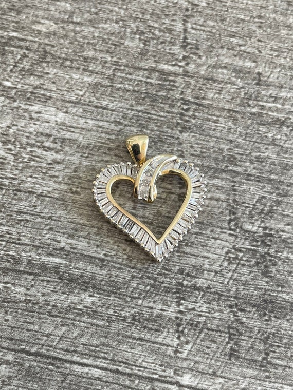 10k Yellow Gold Diamond Heart Pendant .88ctw