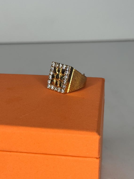 10k Yellow Gold Nugget Cubic Zirconia Ring - image 3