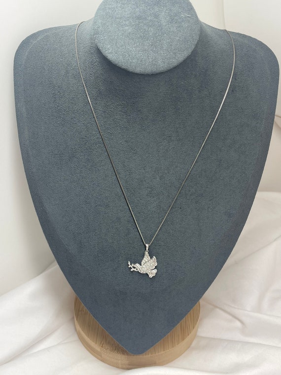 925 Sterling Silver Swarovski Style Dove Necklace