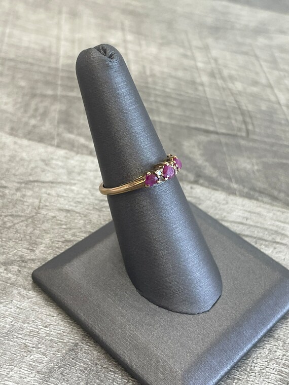 10k Yellow Gold Syn Ruby & CZ Ring - image 4