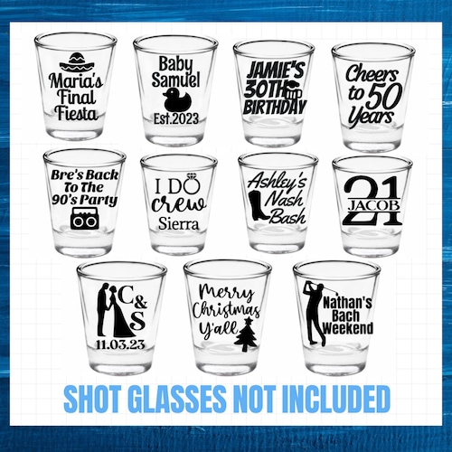 Shot Glass Custom Decal Sticker Bachelorette Party Wine Glass Etsy Canada