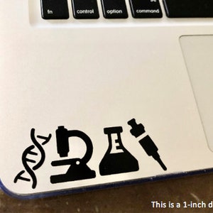 Science Vinyl Decal: DNA, Microscope, Beaker, Pipette