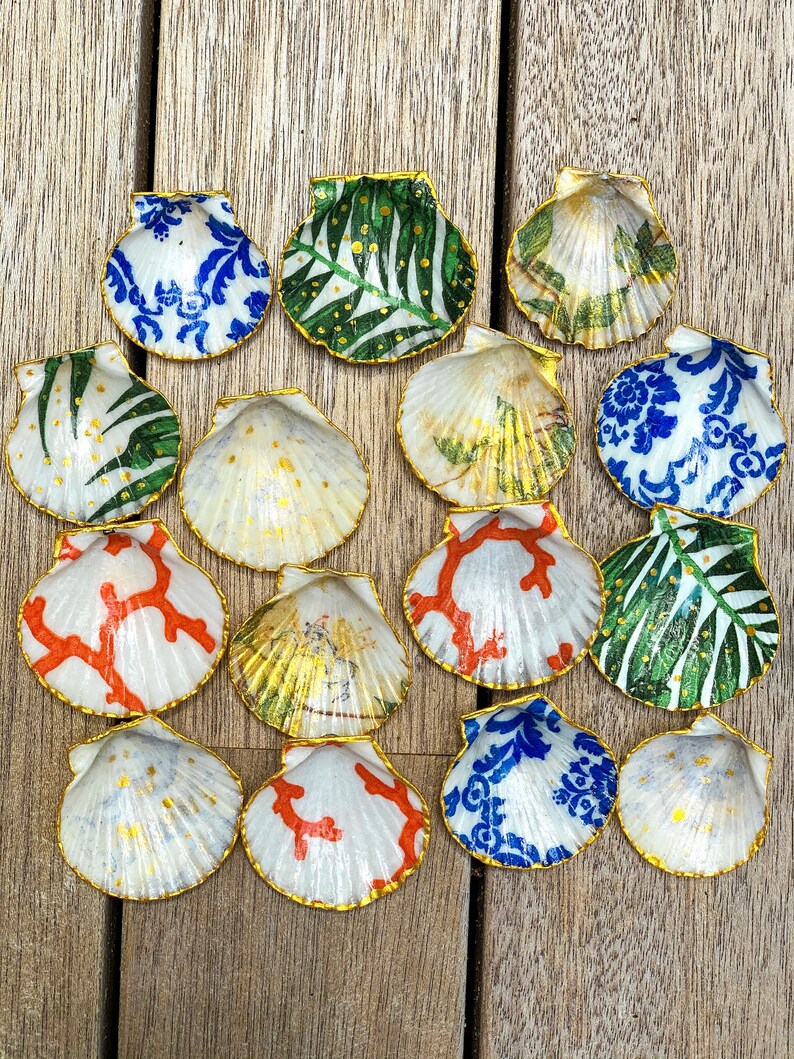 Set of 3 Scallop Shell Jewelry Dish Seashell Trinket Dish Etsy