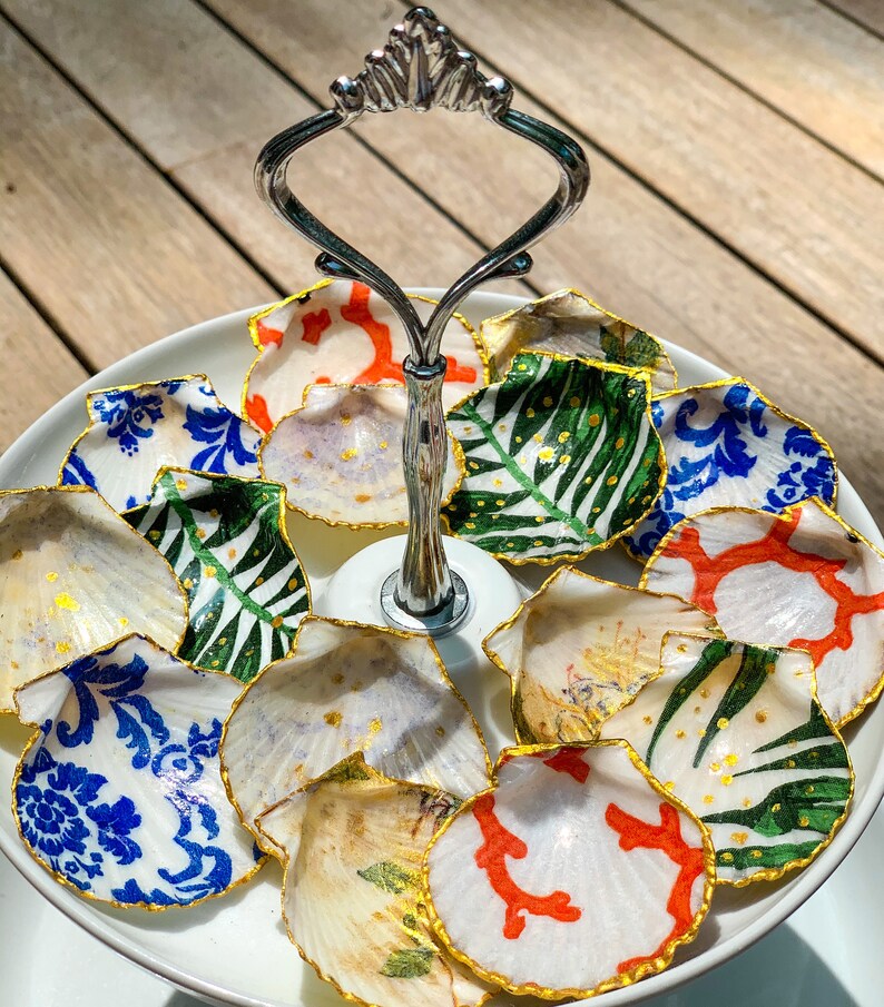 Set of 3 Scallop Shell Jewelry Dish Seashell Trinket Dish Etsy