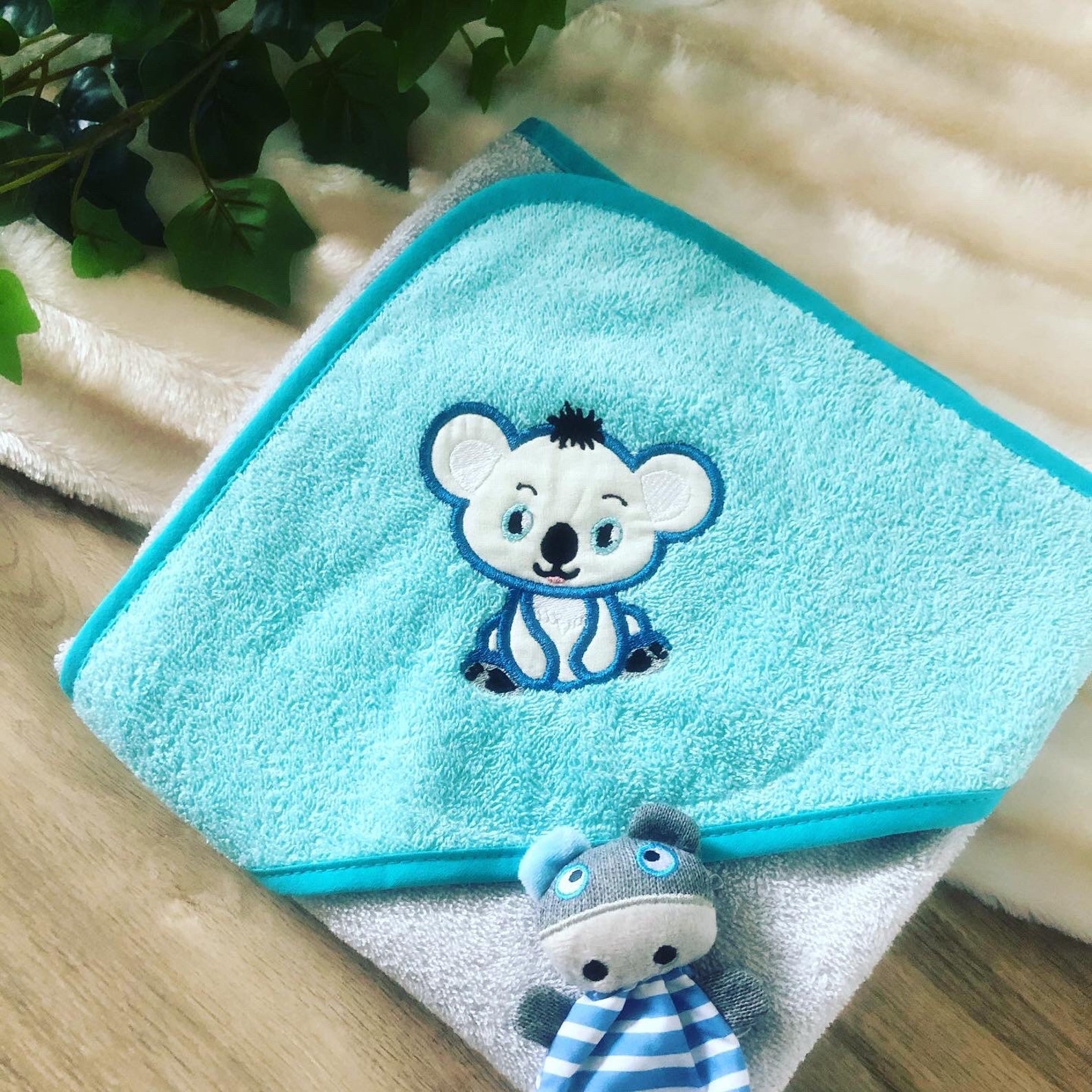 Baby Hooded Towel Koala With Name Possible Etsy