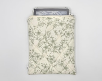 Funda acolchada para tableta, iPad y lector electrónico // Diseño floral verde bosque