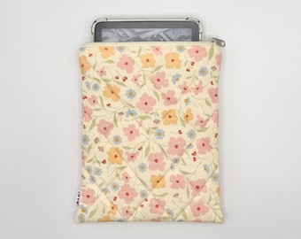 Funda acolchada para tableta, iPad y lector electrónico // Diseño floral amarillo suave