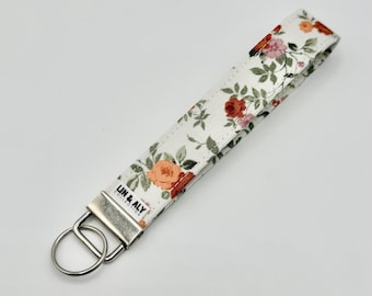 Fabric Wristlet Keychain || Autumn Flowers