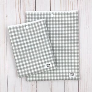 Grey Gingham Tablet Sleeve || Book Sleeve, E-Reader Cover, Tablet Protection, Kindle, iPad Sleeve, Padded Tablet Sleeve