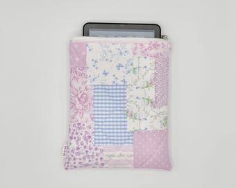 Quilted Tablet / iPad / E-reader Sleeve, Padded Case || Pastel Patchwork