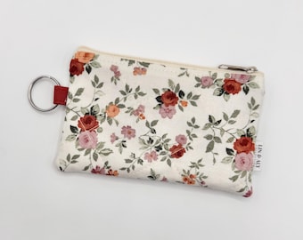 Mini Quilted Pouch Keychain || Autumn Flowers