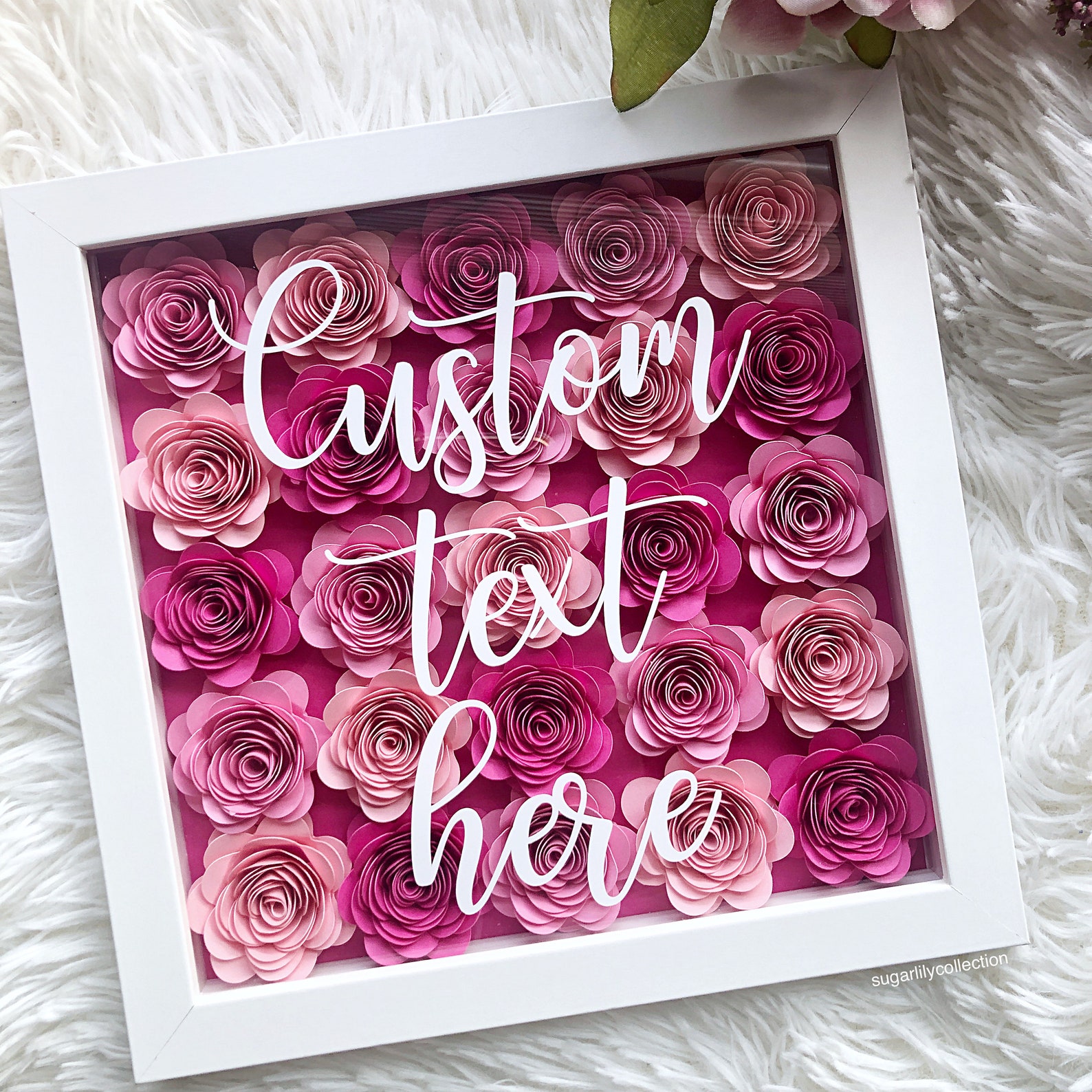 8x8 Shadow Box Paper Flower Shadow Box Custom Flower Shadow Etsy