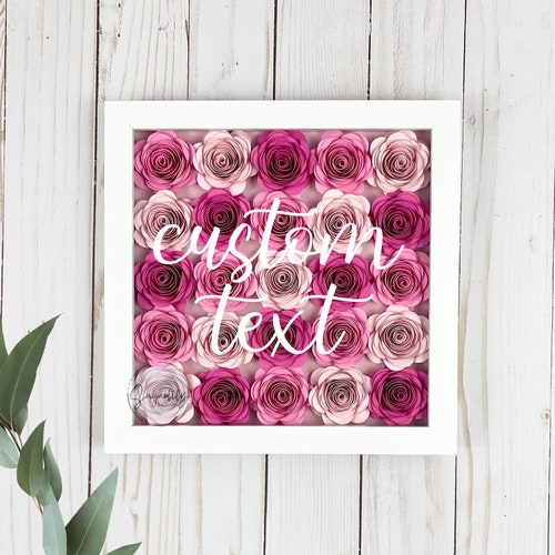 8x8 Shadow Box Paper Flower Shadow Box Custom Flower Shadow Etsy
