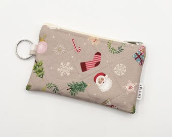 Llavero con minibolsita acolchada // Iconos navideños