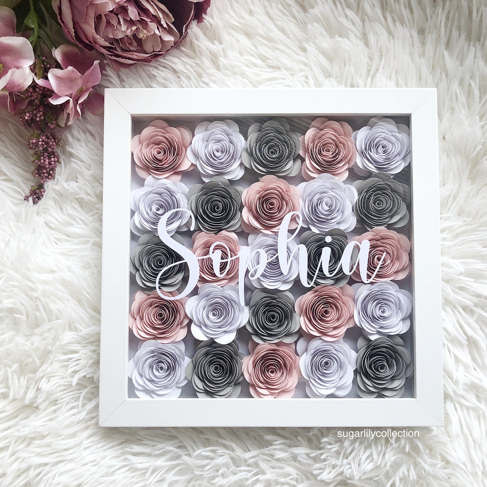 8x8 Shadow Box Paper Flower Shadow Box MultiColor Flower Etsy