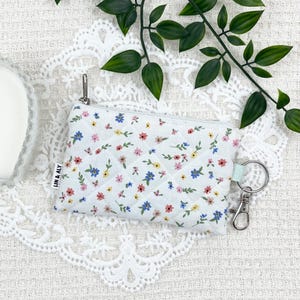 Tiny Wildflowers Mini Pouch || Coin Purse, Mini Pouch, Card Holder, Wallet Keychain, Quilted Zipper Pouch