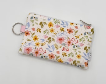 Mini Quilted Pouch Keychain || Flower and Bows