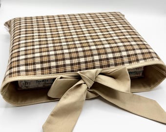 Quilted Bible Sleeve / Book Sleeve || Brown Plaid