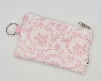 Mini Quilted Pouch Keychain || Pink Toile