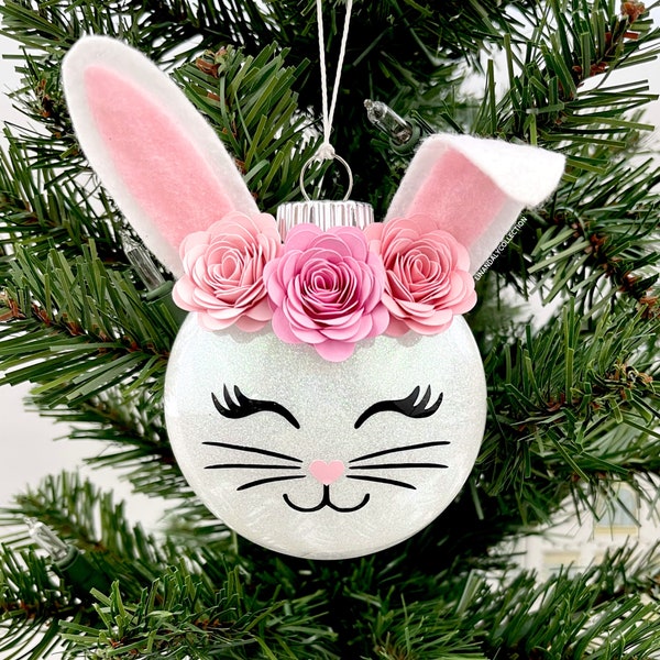 Bunny Ornaments, Personalized Ornaments, Christmas Ornaments, Ornament Exchange, Handmade Ornaments, Glitter Ornaments