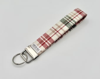 Fabric Wristlet Keychain || Holiday Plaid