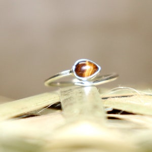 Yellow Tiger eye Ring  - 925 Silver Tiger eye Ring - Birthstone Ring - Handmade Stone Adjustable Silver Ring - Yellow Tiger eye gift Ring