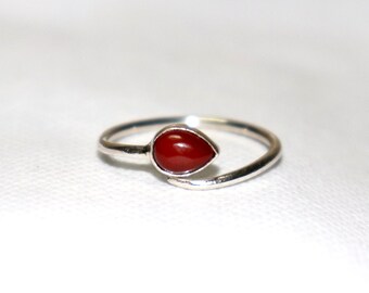Artisan ring Stackable Size 7 12+ Textured Nature Lover gift Nature Lover gift Oxidized ring Red Jasper ring