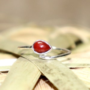 Natural Red Jasper Ring - Jasper Ring -925 Silver Ring - Birthstone Ring - Handmade Stone Adjustable Silver Ring - Jasper gift Ring