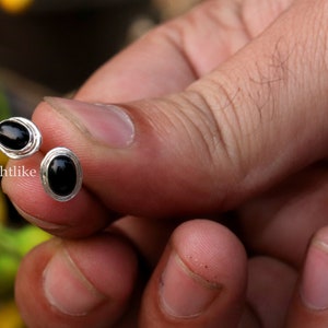 Handmade Black Onyx 925 Silver Stud Earrings