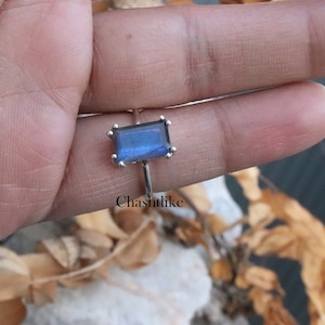 Baguette Labradorite 925 Sterling Silver Ring: June Birthstone