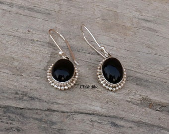 Black Onyx Earrings - Onyx Handmade 925 Silver Earrings - Dangle & Drop Earrings - gemstone earrings - wedding earrings gift for her