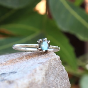 Natural Labradorite Ring - Handmade Silver Ring -Labradorite Ring - 925 Silver Ring - Blue Labradorite Gemstone Ring - Labradorite Jewelry
