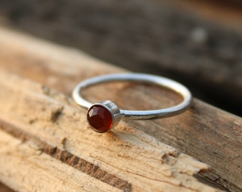 Red Garnet Ring - 925 Silver Garnet Ring - Red Garnet Stone Ring - Handmade Garnet Cut Stone jewelry - Garnet Birthstone Ring - Gift to Her