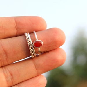 Handmade Carnelian 925 Silver Stacking Ring: AAA Quality