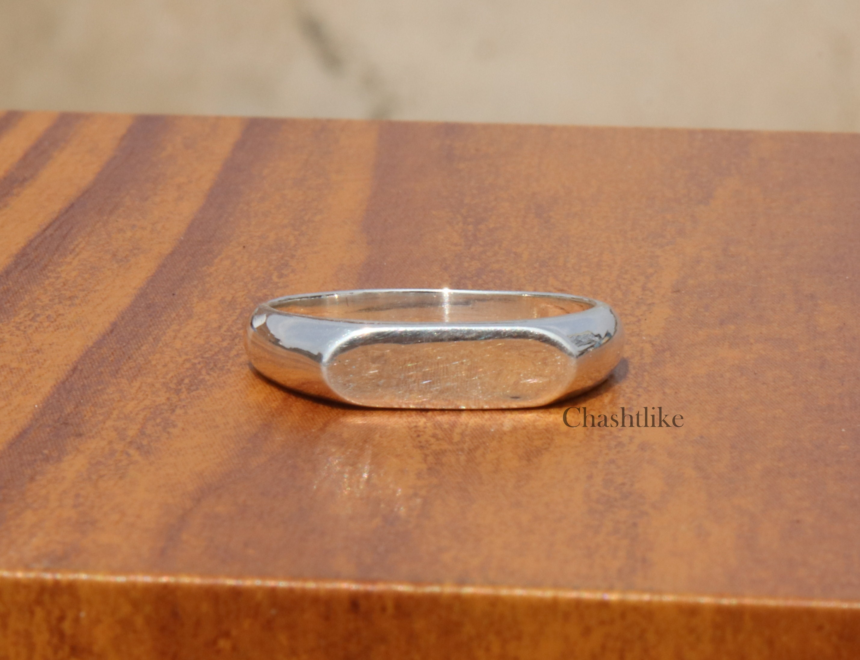 Handmade 925 Silver Signet Ring: Elegant Unisex Stacking Band - Etsy