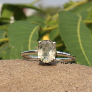 Herkimer-diamantenring: sterlingzilver, geboortesteen december