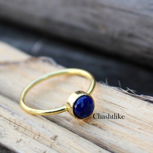 Natural Lapis Ring - Lapis Lazuli Ring - 925 Sterling Silver Simple Ring - Blue Lapis Ring - Gold Ring - Wedding Ring - Gift to her