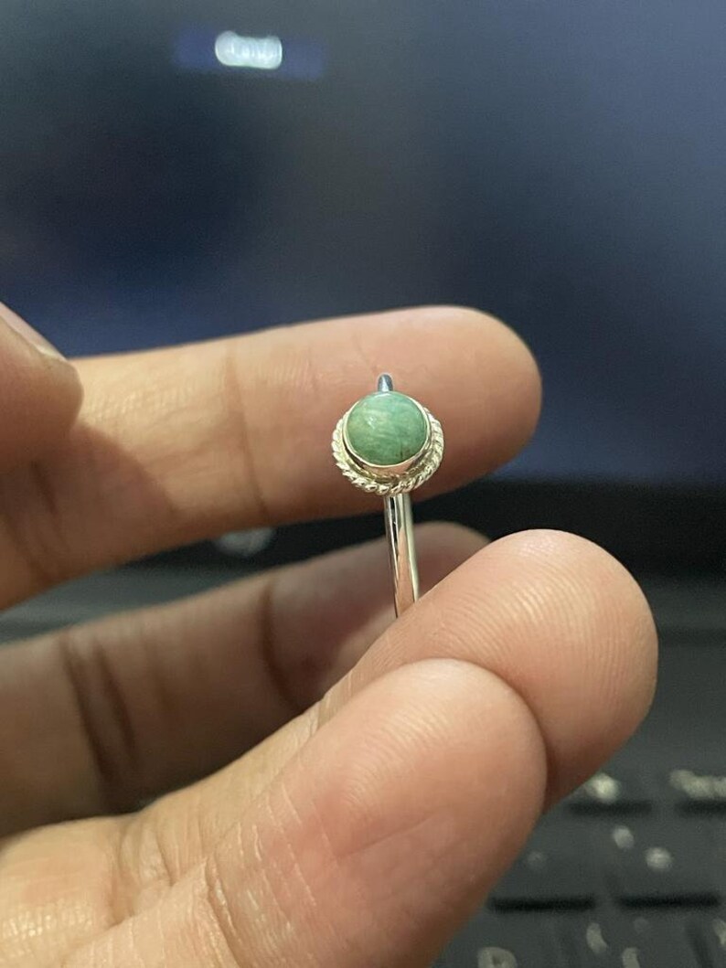 Amazonite Ring: Solid 925 Silver Ring - Handmade Bezel Ring - Daily Use Ring - Gemstone Cabochon Ring - Gift For her - Amazonite Jewelry image 3